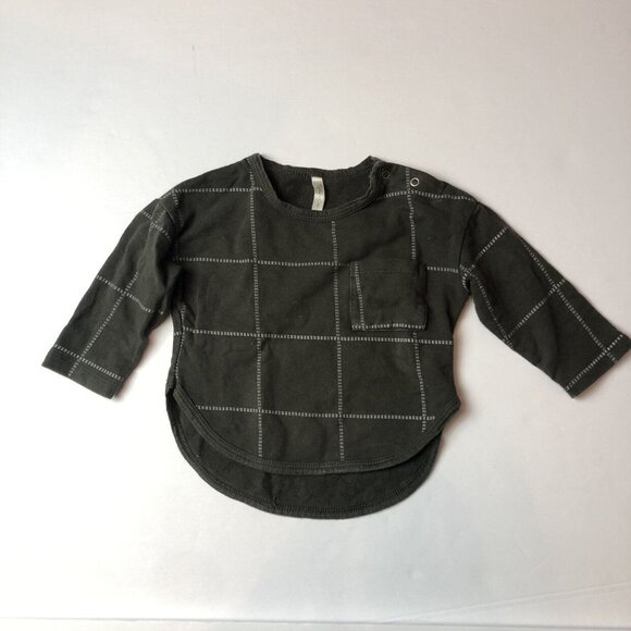 Rylee + Cru Dark Green Squares Print Shirt - Picture 1 of 5